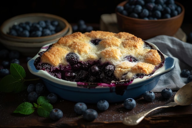 Photo blueberry pie with a blueberry crust