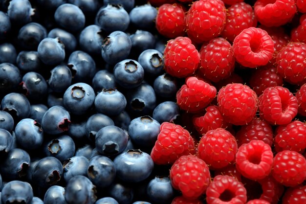 Photo blueberry and rasberry fruit