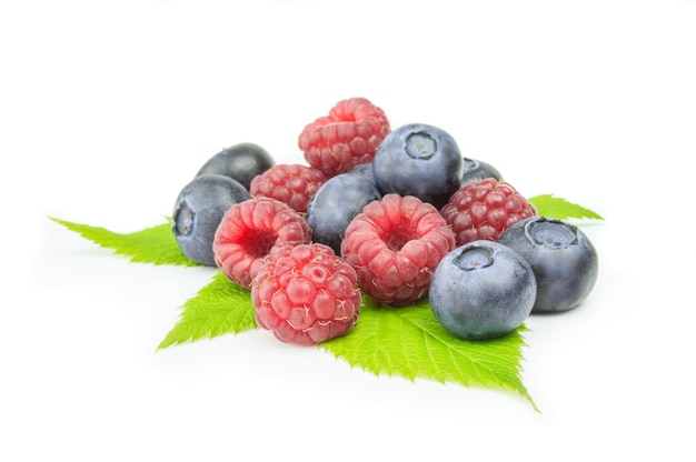 Blueberry and raspberries isolated