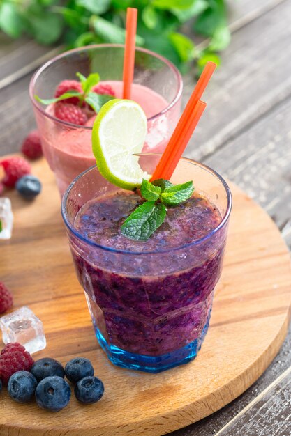 Blueberry and raspberry smoothies