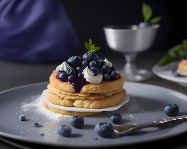 Blueberry Shortcake Фотография Генеративный AI