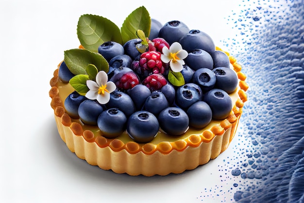 Blueberry tart on white