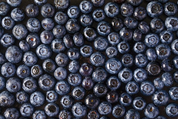 Blueberry with drops of water