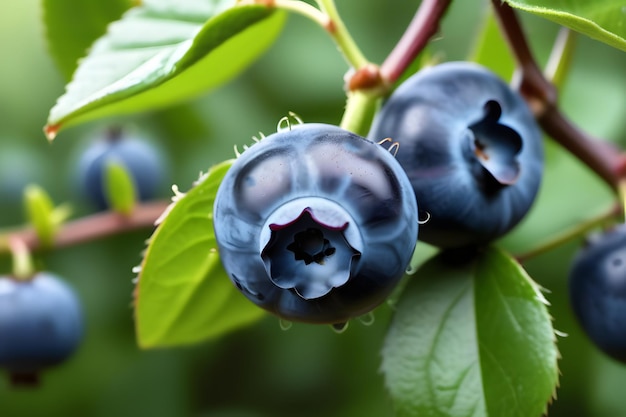 blueberry with leaves Generative AI