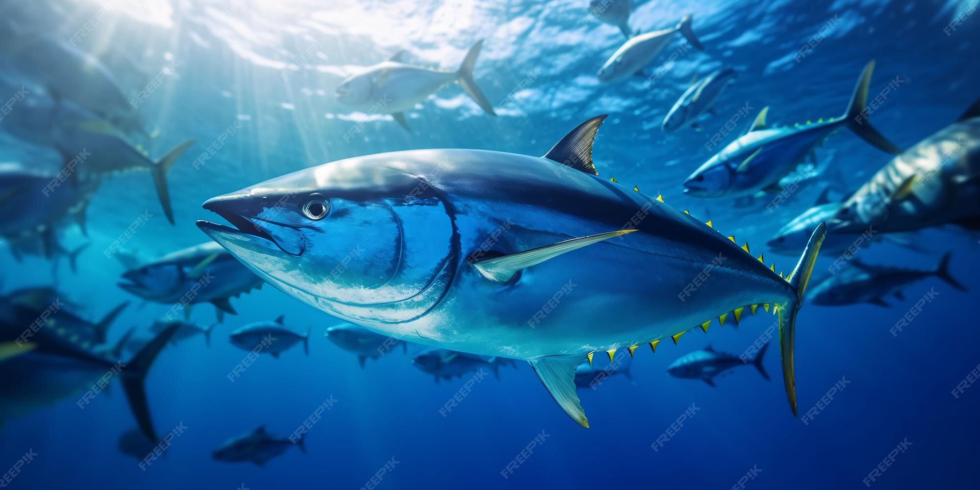 Premium AI Image | Bluefin Tuna Fish Under The Ocean Generative AI