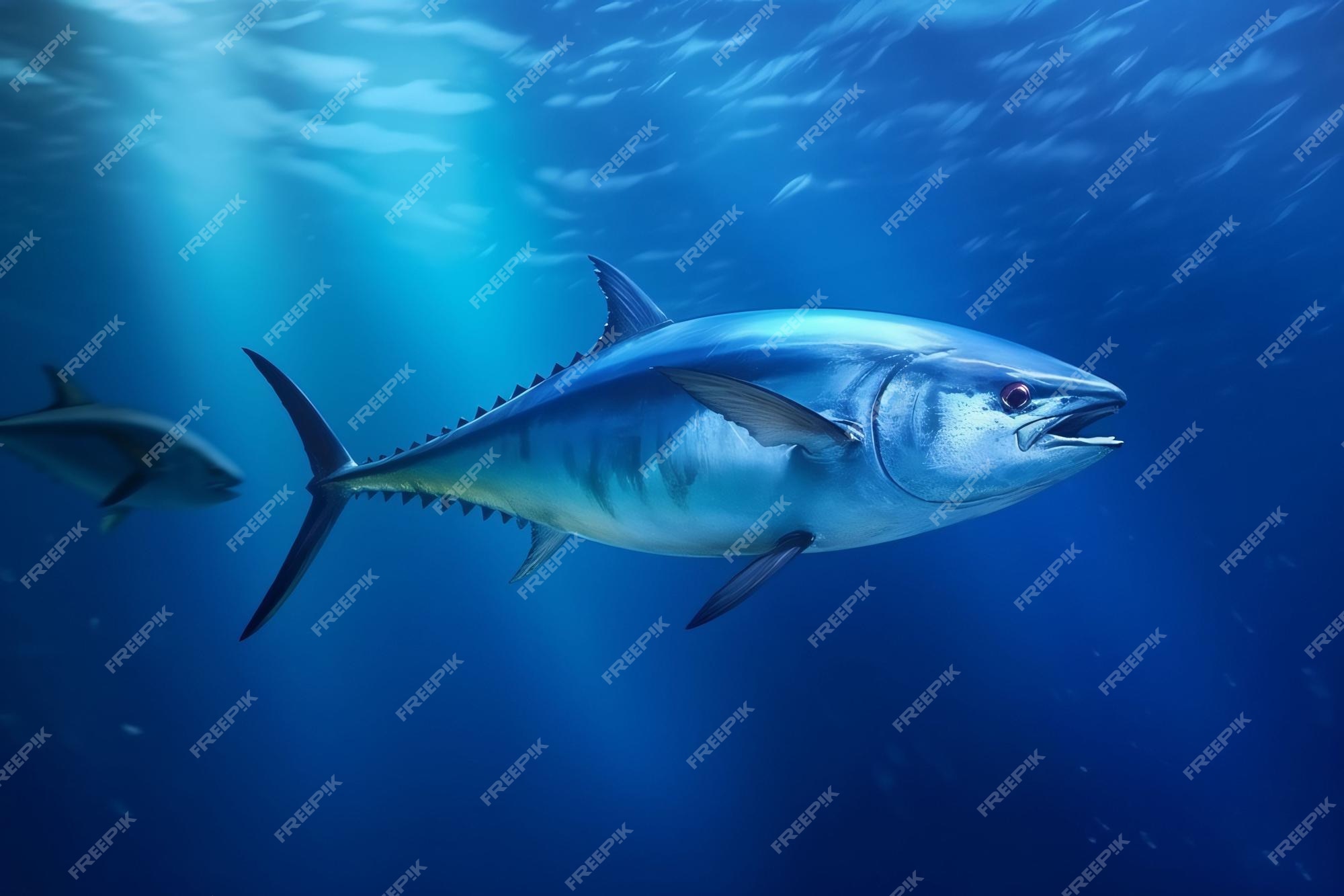 Premium Photo | Bluefin Tuna Fish Under The Ocean Generative AI