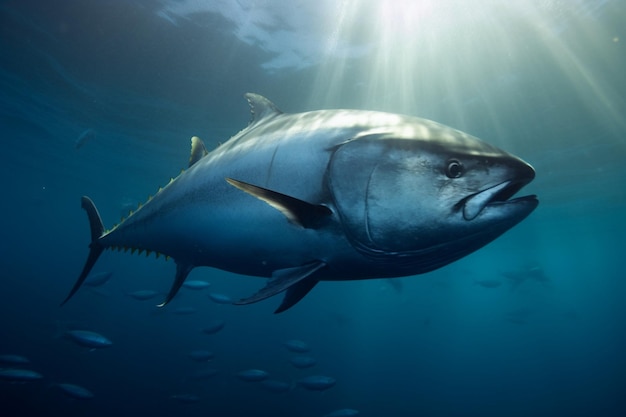 Bluefin tuna swimming in the ocean