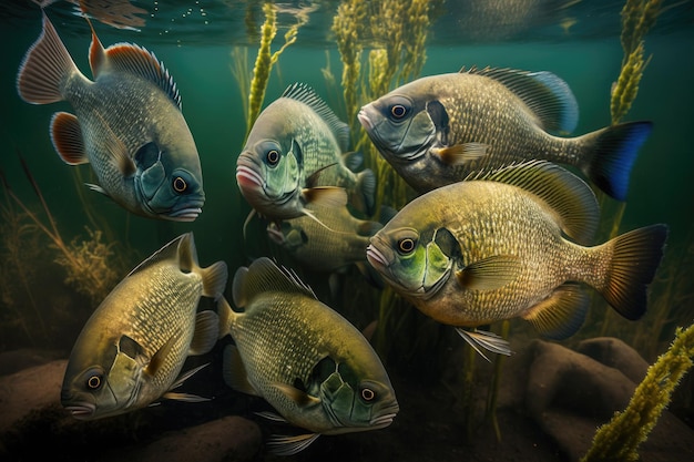 사진 bluegifish underwater lush nature by generative ai