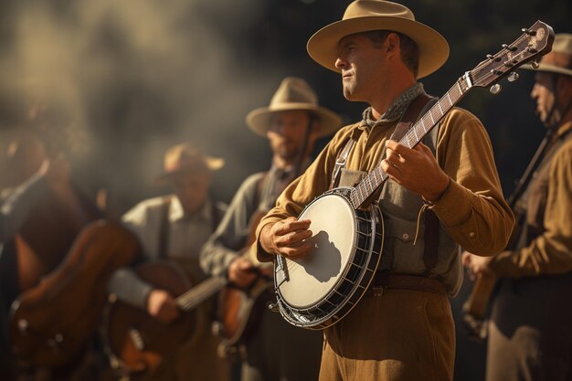 Foto band di bluegrass che suona con un banjo in f 00036 00