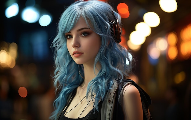 BlueHaired Cosplay Girl Streaming Entertainment voor online fans