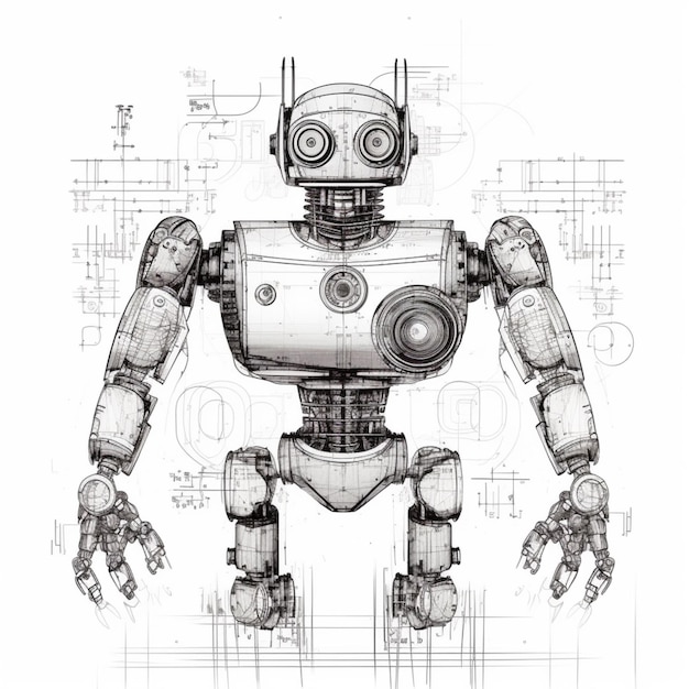 Blueprint artificial intelligence humanoid robot image AI Generated art