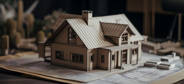 建設プロジェクトの設計図と住宅モデル 不動産住宅プロジェクトの背景と住宅建設のエンジニアリング設計計画 Generative AI
