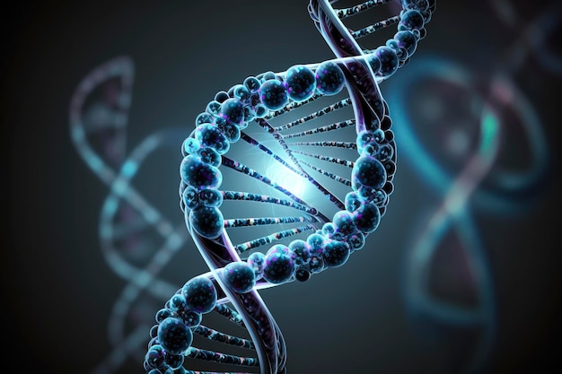the blueprint of life: a striking blue dna strand illustrating the complexity and beauty of genetics created with generative ai technology