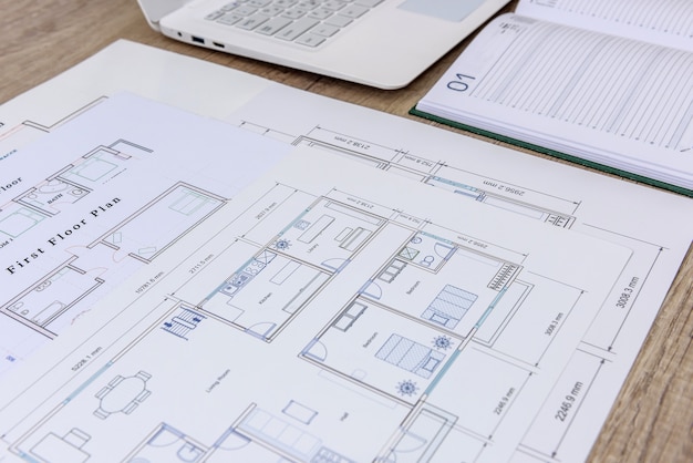 Blueprint with apartment plan