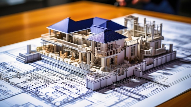 Blueprints of urban planning architectural sketches and models depict the meticulous planning and design involved in creating a modern and functional cityscape