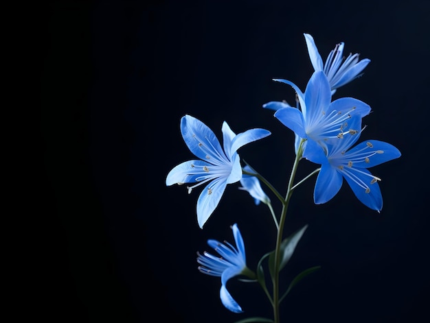 Цветок голубой звезды на заднем плане студии одиночный цветок голубый звезды красивый цветок ai сгенерированное изображение