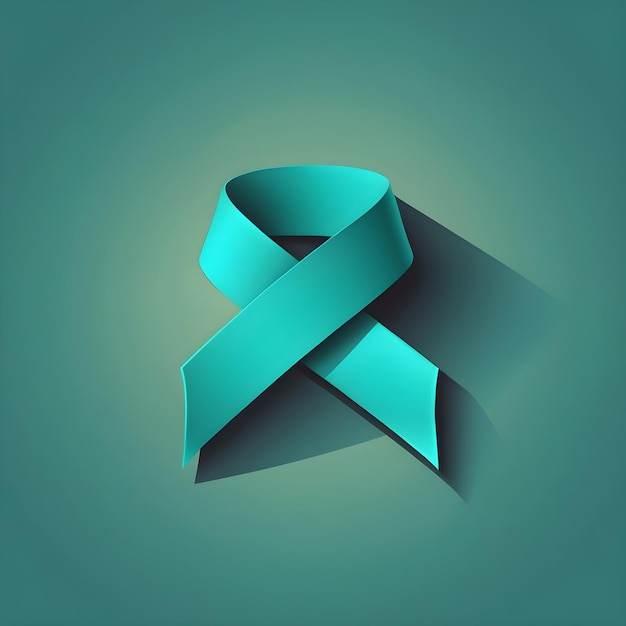 Photo bluish green ribbon ovarian cancer