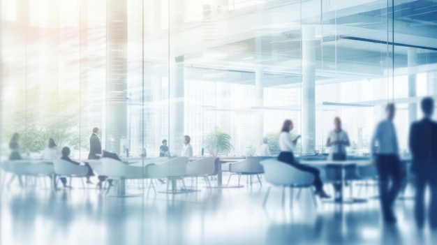 Blur background of business people walking in office building