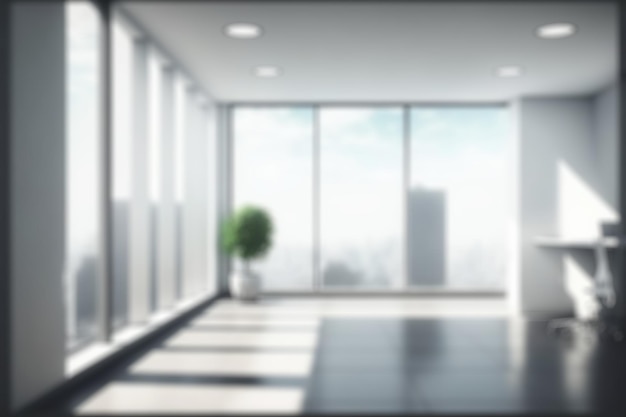 Blur background of empty modern office background in city center Workspace interior design