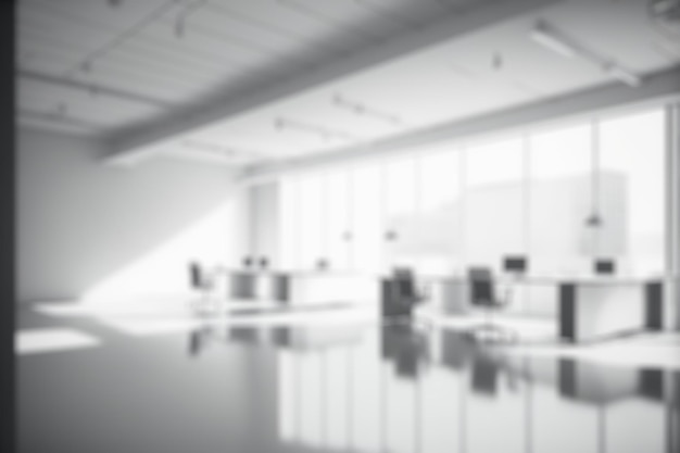 Blur background of empty modern office background Workspace interior design white color