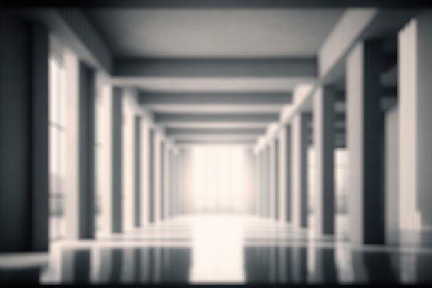 Blur background of large hall corridor inside office building background