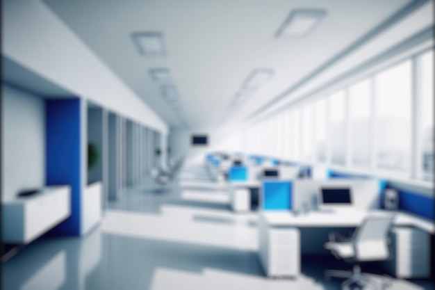 blur background of modern office interior design contemporary workspace for creative business