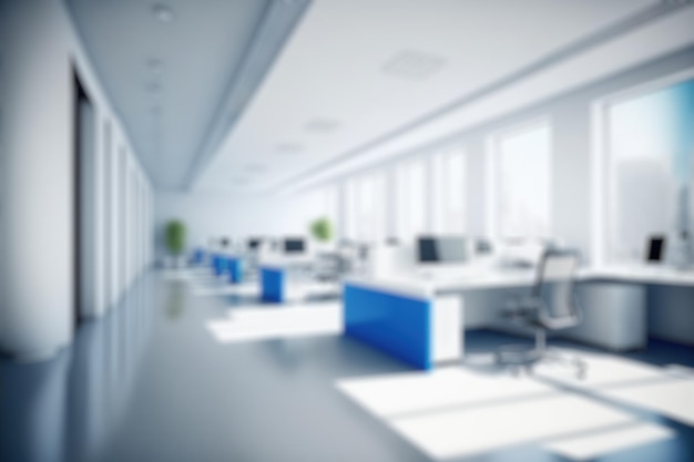 blur background of modern office interior design contemporary workspace for creative business