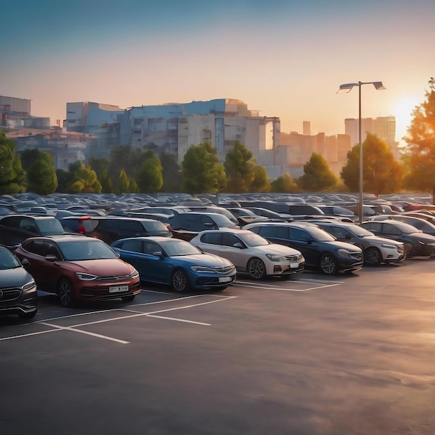 Blur background outdoor car park lot with bokeh