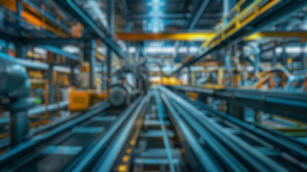 Blur background of robot machine working at production line in factory Spate