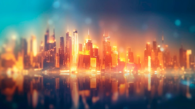 Blur background with city light generative ai