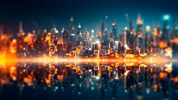 Blur background with city light Generative AI