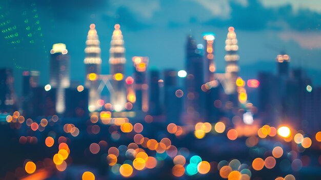 Blur beeld van Kuala Lumpur met hart bokeh Generatieve AI