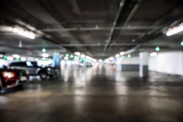 Blur car parking in garage abstract background