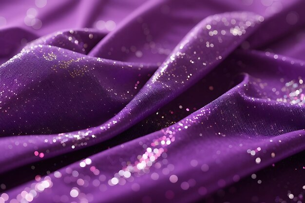 Blur close up on glittering purple fabric