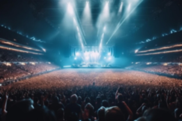 blur crowd audience watching live show in concert hall or venue stadium with lighting generative ai