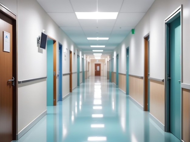 blur image background of corridor in hospital or clinic