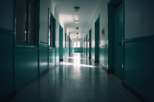 Blur Image Background of Corridor in School Image Generative AI