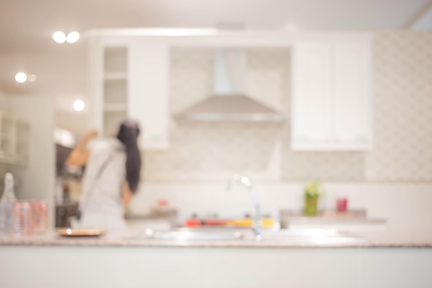 Blur image of modern Kitchen Room interior Kitchen Room