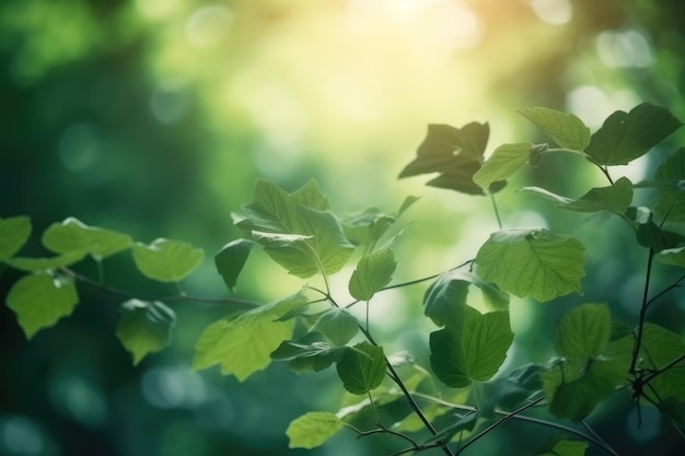 Blur image of nature green leaves trees bokeh generative ai