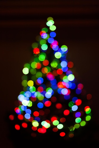 Blur light celebration on christmas tree