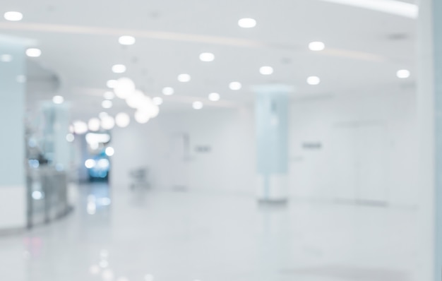 Photo blur short white hospital walkway background