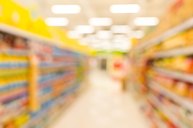 Blur supermarket interior for background