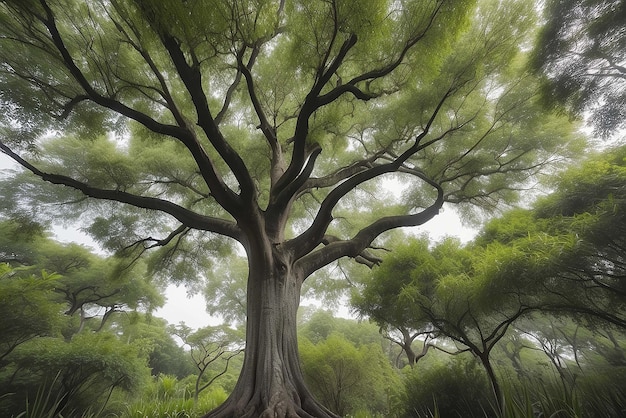 Blur of tree in natural park background