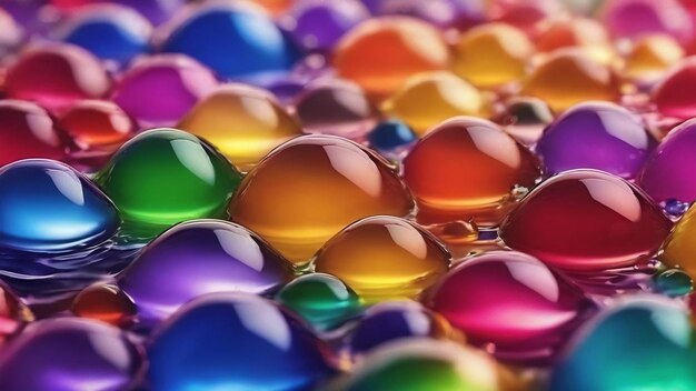 Photo blur water drop of muticolors rainbow for design background