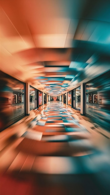 Blurred abstract background of corridor in shopping mall