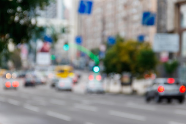 Blurred abstract background of traffic car on the city street at morning