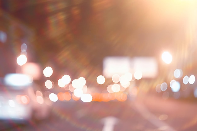 Blurred abstract city / bokeh car lights background in night city, traffic jams, highway, night life