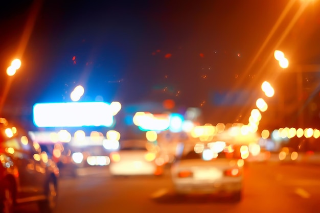 blurred abstract city / bokeh car lights background in night city, traffic jams, highway, night life