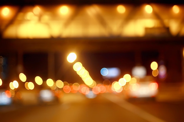 blurred abstract city / bokeh car lights background in night city, traffic jams, highway, night life