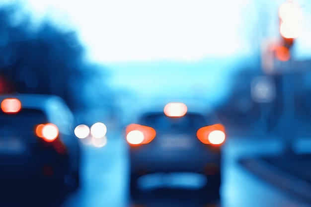 blurred abstract city / bokeh car lights background in night city, traffic jams, highway, night life